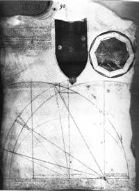 corte esquemático feito por Gherardi Giovanni da Prado, assistente de Ghiberti, estudando a iluminação do duomo.