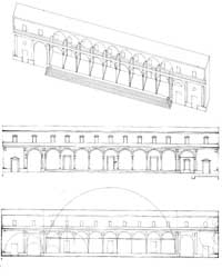 Perspectiva esquemática, elevação e esquema de proporções
